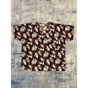 SCRUBS Dog Cat Heart Love Scrub Top Large